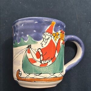 Vintage Starbucks Christmas Santa and Reindeer Mug